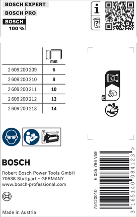 Συνδετήρες Bosch Fine Wire Τύπος 53/12 για συρραπτικά.