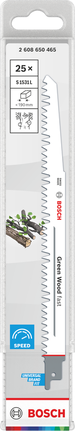 Γρήγορη λάμα πριονιού Bosch S1531L Green Wood, συσκευασία 25 τεμαχίων.