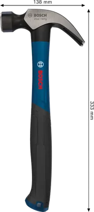 Σφυρί με δαγκάνα Bosch 20 oz με καμπύλη κεφαλή από ανθρακούχο χάλυβα.