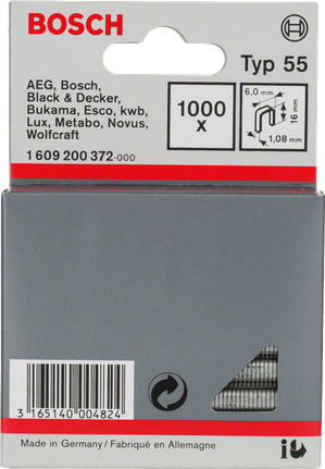 Bosch spajalice s uskim krunskim profilom tipa 55, pakiranje od 16 mm.