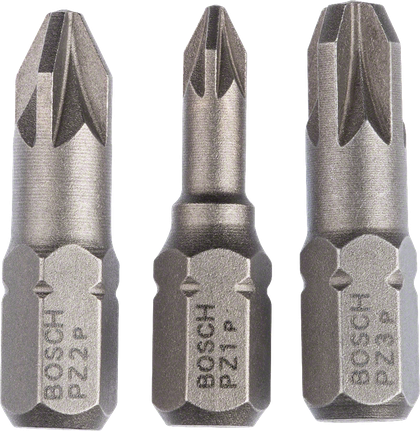 Bosch set od 3 ekstra tvrda bita za odvijač PZ1 PZ2 PZ3.
