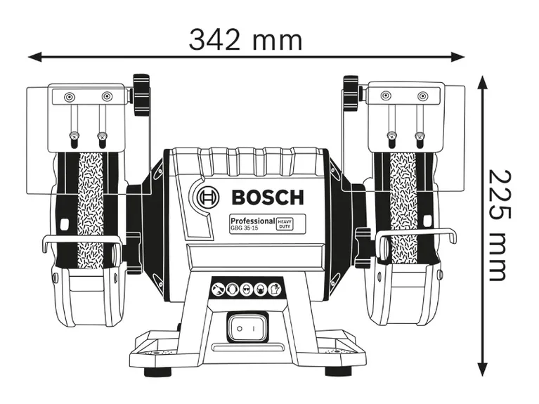 Dimenzije stolne brusilice.