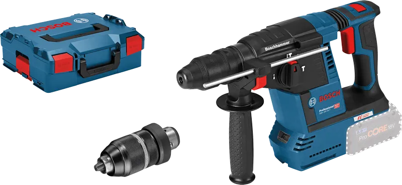 Bosch GBH 18V-26 F rotacijski čekić s kutijom i steznom glavom.