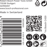 Naljepnica za brusni papir Bosch EXPERT C470 sa sigurnosnim ikonama.