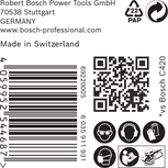 Naljepnica za brusni papir Bosch C470 sa sigurnosnim ikonama.
