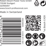 Bosch EXPERT C470 naljepnica za brusni papir sa sigurnosnim ikonama.