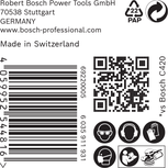 Naljepnica za brusni papir Bosch EXPERT C470 sa sigurnosnim ikonama.
