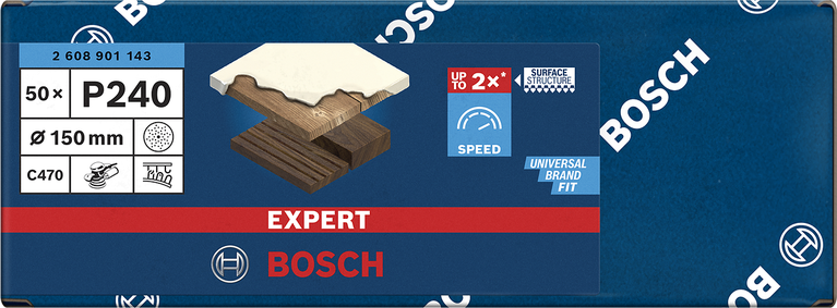 Bosch EXPERT C470 brusni papir s više rupica 150 mm P240, pakiranje od 50 komada.