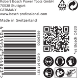 Naljepnica za brusni papir Bosch EXPERT C470 sa sigurnosnim ikonama.