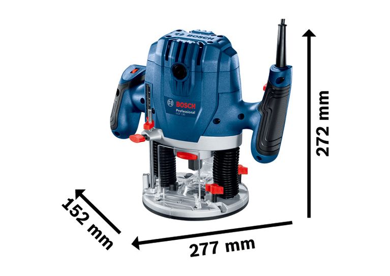 Bosch GOF 130 glodalica s ulaznom snagom 1300 W i hodom od 55 mm.