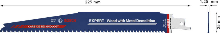 Bosch EXPERT list pile za rušenje drveta s metalom, karbidni zubi.