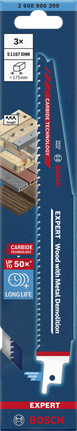 Bosch EXPERT list sabljaste pile za drvo s metalnim rušenjem.