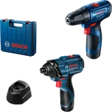Bosch kombinirani set s bušilicom GSR 120-Li, udarnim ključem GDR 120-Li i punjačem.