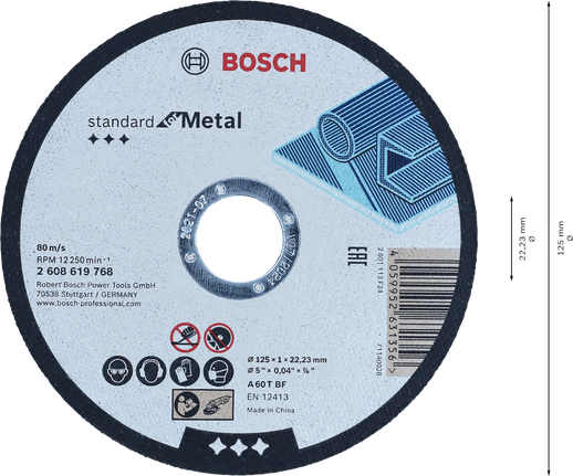 Bosch Standard za metal, ravna rezna ploča 125 mm.