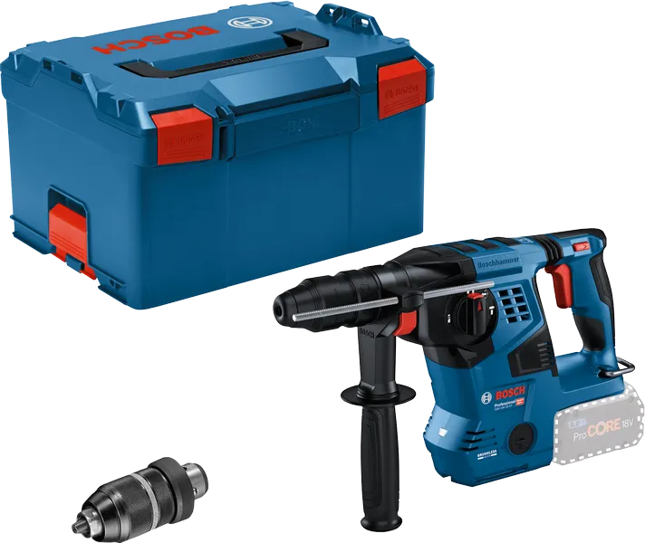 Bosch GBH 18V-28 rotacijski čekić s kutijom i steznom glavom.