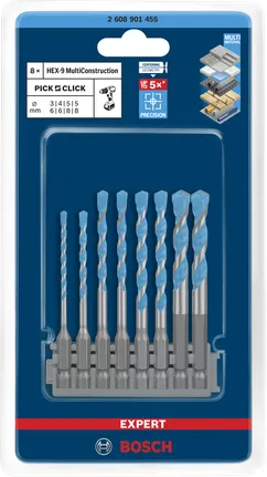Bosch HEX-9 MultiConstruction set svrdala 3–8 mm.