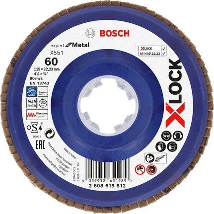 Bosch X-LOCK lamelni disk X551 115 mm granulacija 60 za metal.