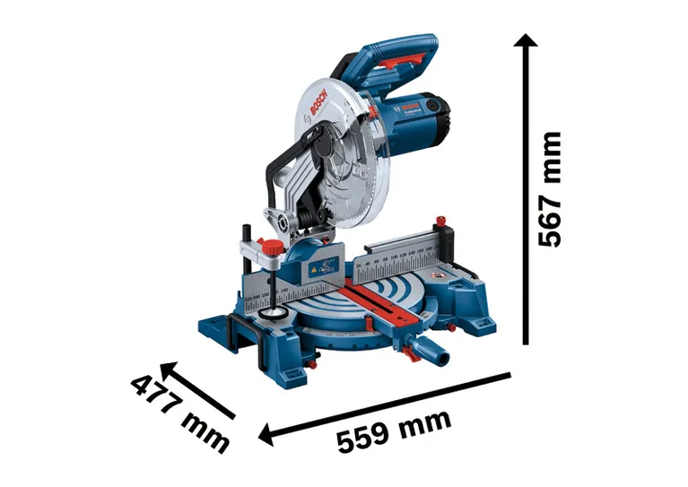 Bosch GCM 254 kutna pila s kutnom skalom.