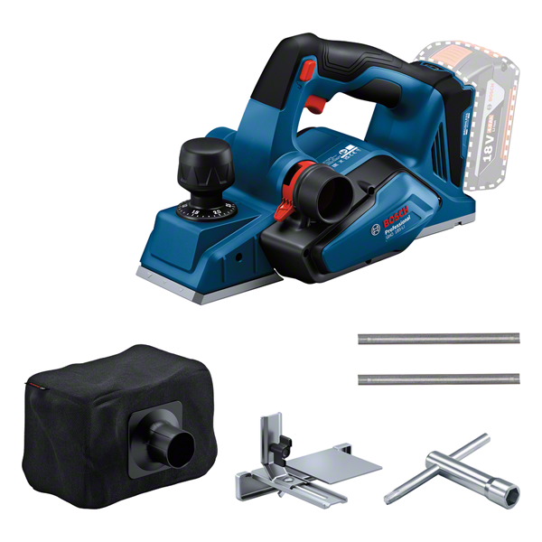 Bosch GHO 185-LI akumulatorska blanjalica s vrećicom za prašinu i priborom.