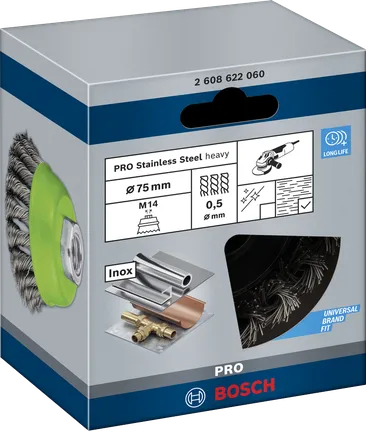 Bosch PRO četka od nehrđajućeg čelika s velikom čašom, 75 mm.