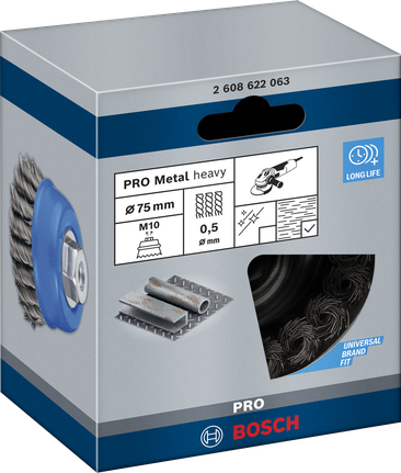 Bosch PRO Metalna teška četka za udubljivanje 75 mm za kutne brusilice.