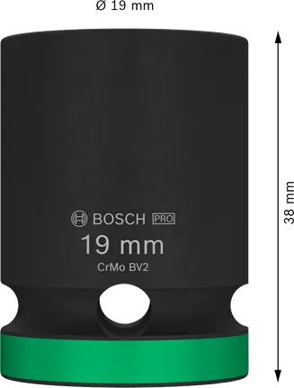 Bosch PRO udarni nasadni ključ 1/2 inča 19 mm s duljinom od 38 mm.