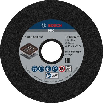 Bosch PRO brusna ploča za metal 100 x 27 x 20 mm.