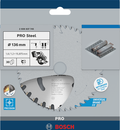 Bosch PRO Steel kružna pilna ploča 136 × 1,6 × 15,875 mm.