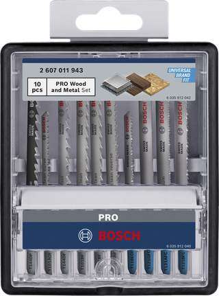 Bosch PRO set od 10 listova ubodne pile za drvo i metal.