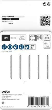 Bosch PRO set listova ubodne pile od nehrđajućeg čelika T118EFS, 83 mm.