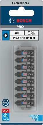 Bosch PRO PH2 udarni nastavci 25 mm, pakiranje od 8 komada.