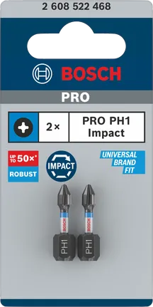 Bosch PRO PH1 udarni bitovi 25 mm, pakiranje od 2 komada.