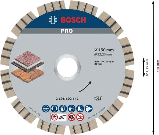 Bosch PRO Stone dijamantni disk 150 mm za rezanje kamena.