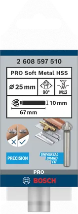 Bosch PRO Soft Metal HSS svrdlo za upuštanje 25 mm za precizno bušenje metala.
