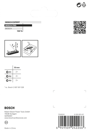 Bosch PRO R udarni nastavci 8 kom. 55 mm.
