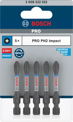 Bosch PRO PH2 Impact bitovi, pakiranje od 5 komada.