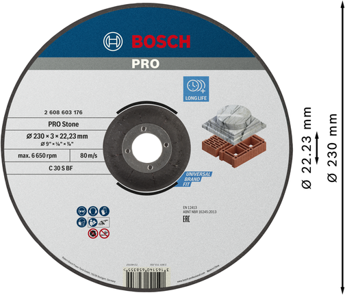 Bosch PRO rezna ploča za kamen 230x3x22,23 mm.