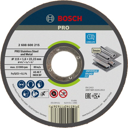 Bosch PRO rezna ploča za nehrđajući čelik i metal, 115 mm.