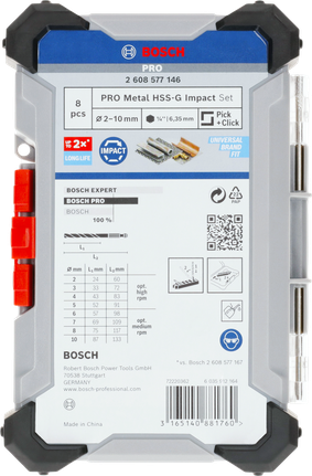 Bosch PRO Metal HSS-G Impact set spiralnih svrdala, 8 dijelova.