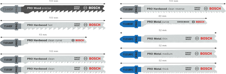 Bosch PRO set za drvo i metal 100 mm, 10 komada različitih listova ubodne pile.