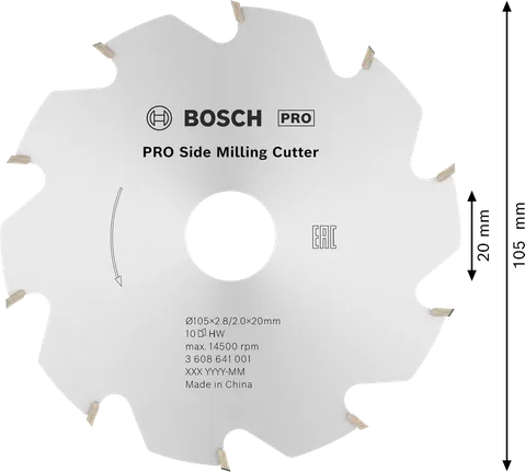 Bosch PRO bočna glodalica, promjer 105 mm, 10 zuba.