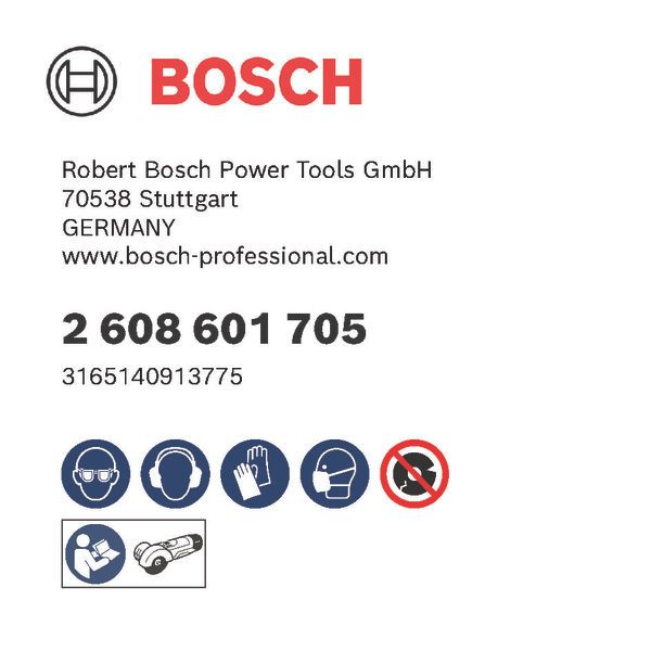 Bosch logo, Postal address, Electronic address, Safety icons