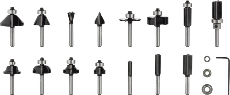 Bosch PRO miješani set glodala od 15 dijelova za obradu drveta.