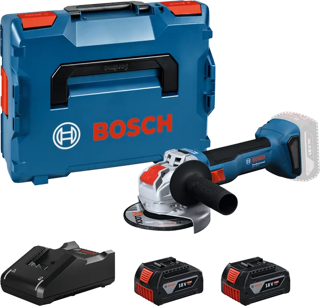 Bosch GWX 18V-8 kutna brusilica s baterijama i kutijom.