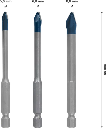 Bosch EXPERT HEX-9 set svrdala za tvrdu keramiku, 3 komada.