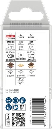 Bosch PRO Wood Set od 15 listova ubodne pile za rezanje drva.