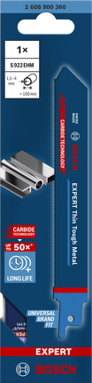 Bosch EXPERT tanki, žilavi metalni list za recipročnu pilu S 922 EHM.