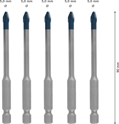 Bosch EXPERT HEX-9 set svrdala za tvrdu keramiku 5x90 mm, 5 komada.