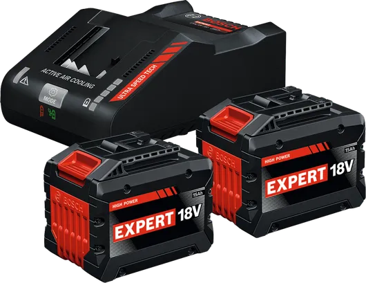 Bosch starter set s dvije 18V 15Ah baterije i punjačem.