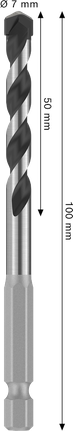 Bosch PRO HEX-5 svrdlo od 7 mm, duljine 100 mm.